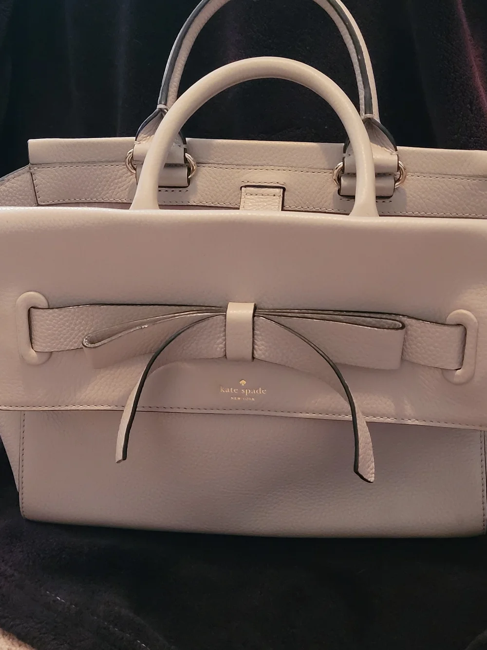Kate Spade Prospect Place Small Alessa Pebbled Leather Bow Handbag Blush/Stone